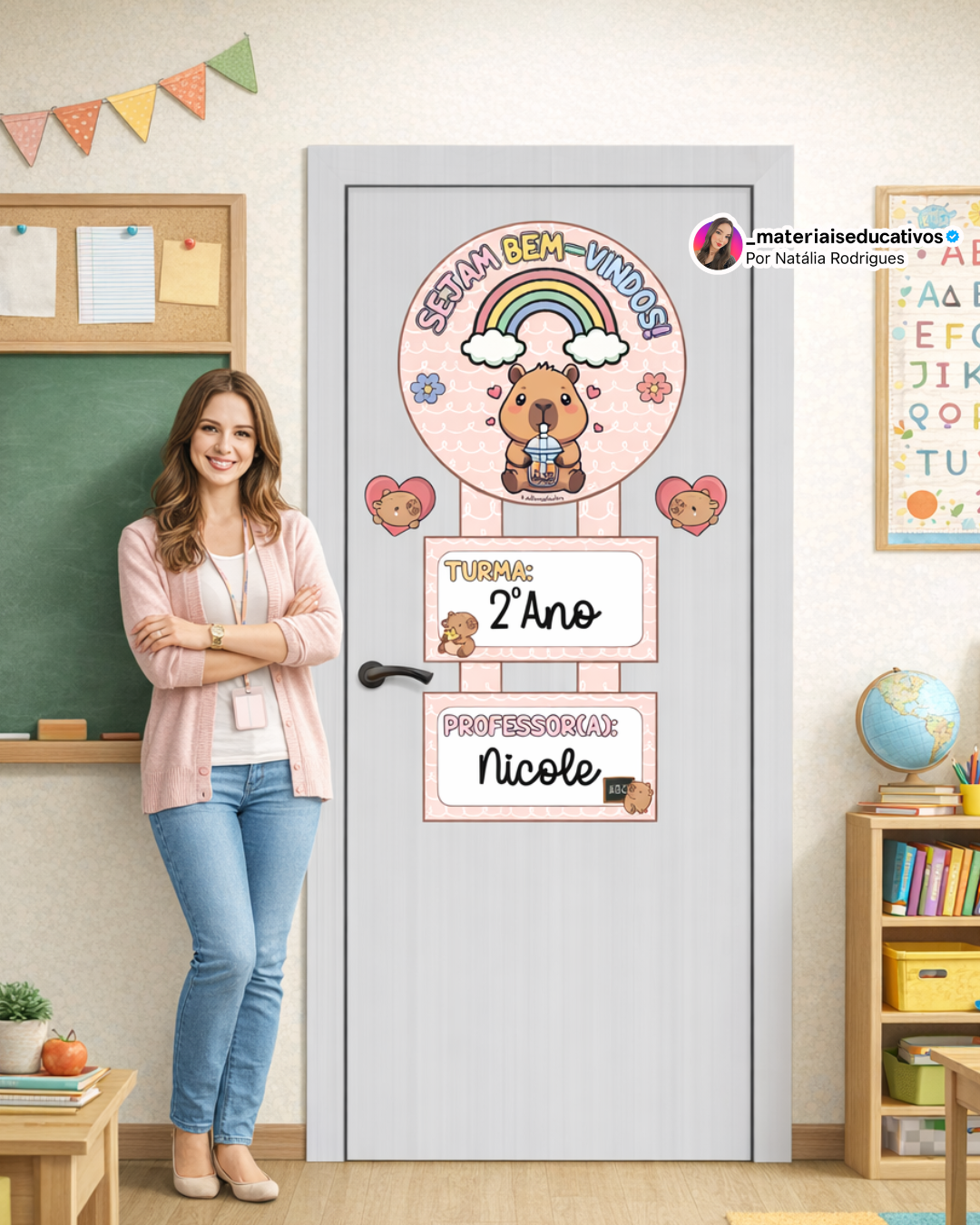 PLACA DE PORTA BEM-VINDOS; CAPIVARA FORA