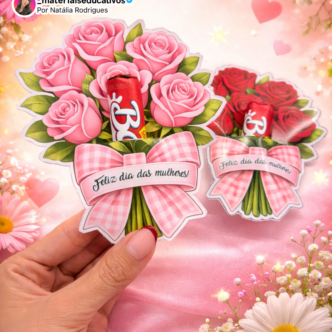 TAG BUQUÊ DE FLOR DIA DA MULHER